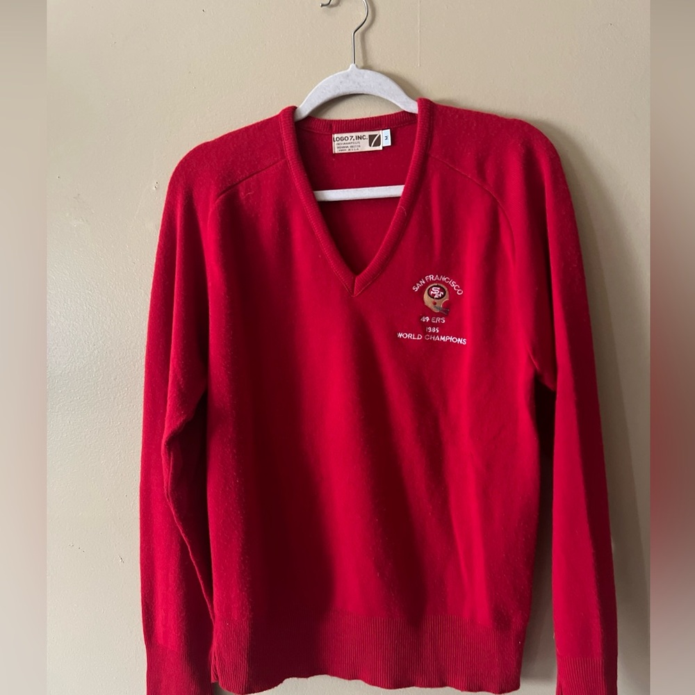 VTG 80'S GARAN NFL SAN FRANCISCO 49ERS USA FOOTBALL RED ACRYLIC SWEATER  Sz M  C